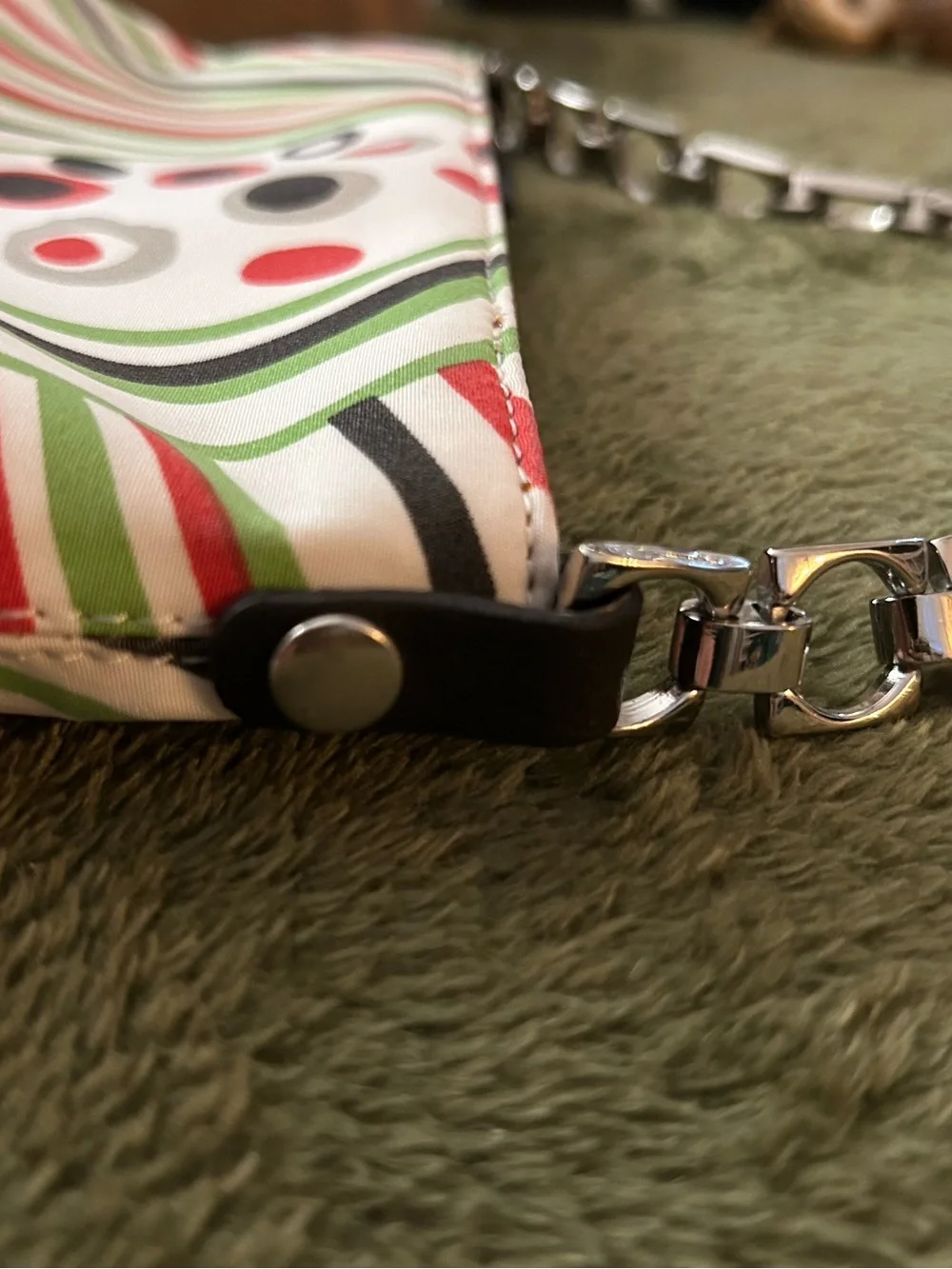 Vintage Cole Haan Retro Abstract Canvas Shoulder Bag - Green / Red